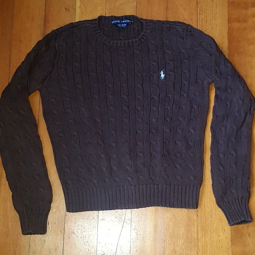Ralph Lauren cable knit brown sweater